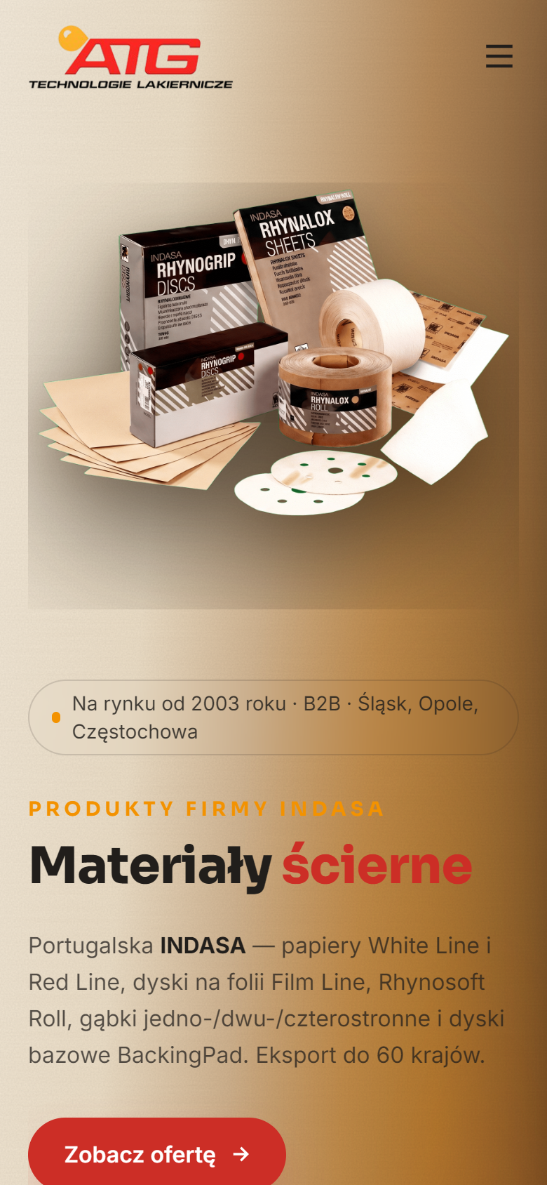 ATG Technologie — widok mobile