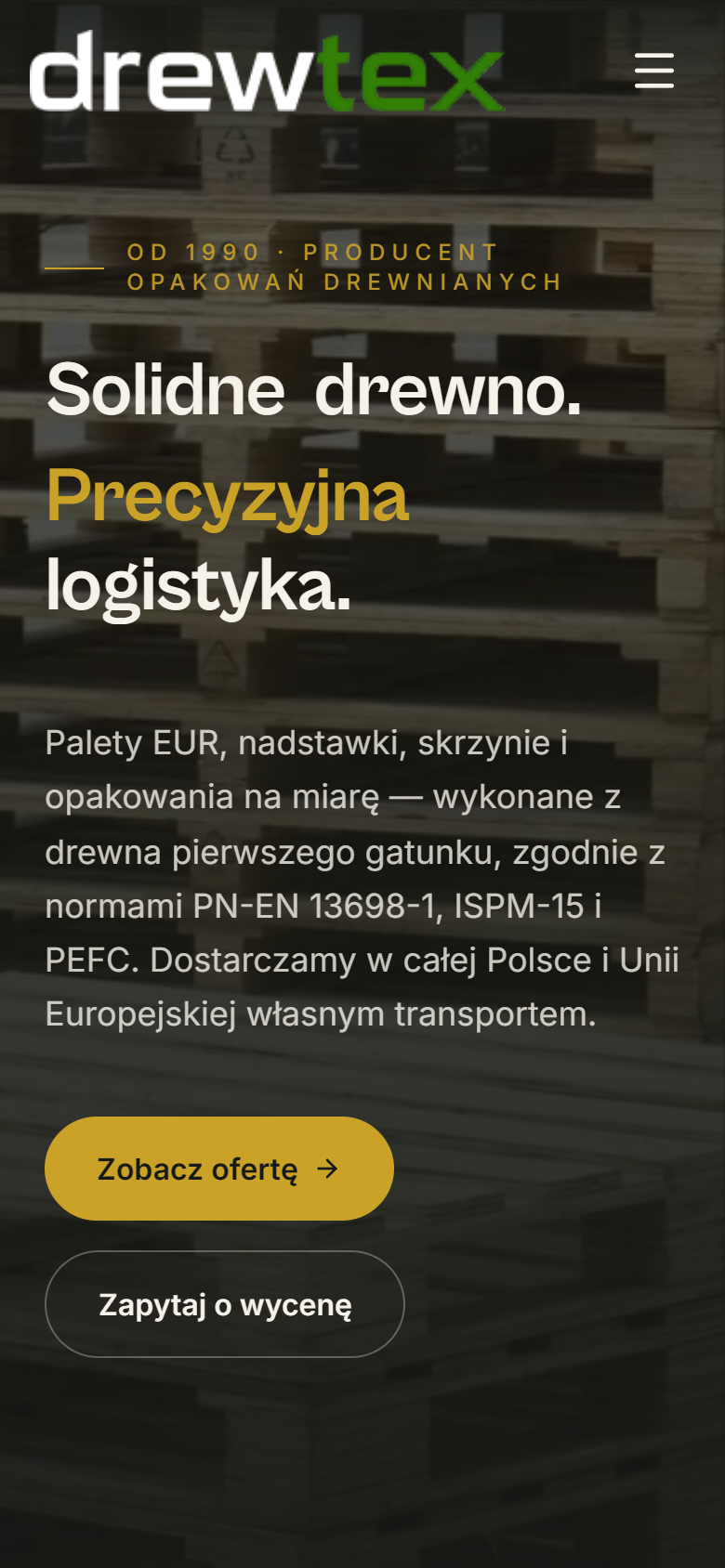 Drewtex — widok mobile